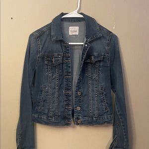 Women's Dark Blue Denim Jean Jacket by One Clothing